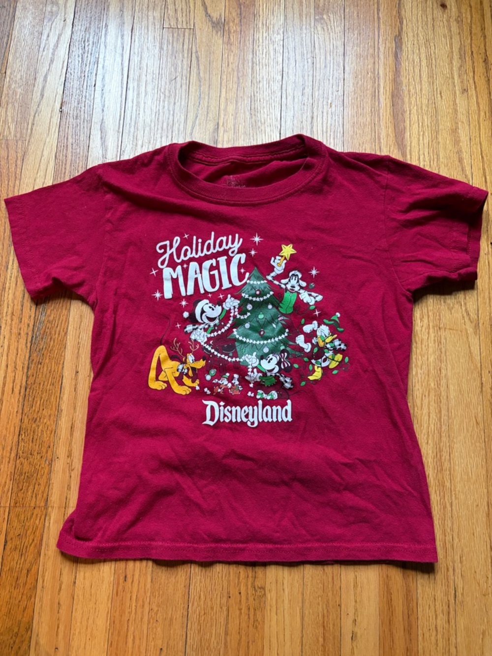 Disney Red Kids Graphic Tee - Holiday Logo